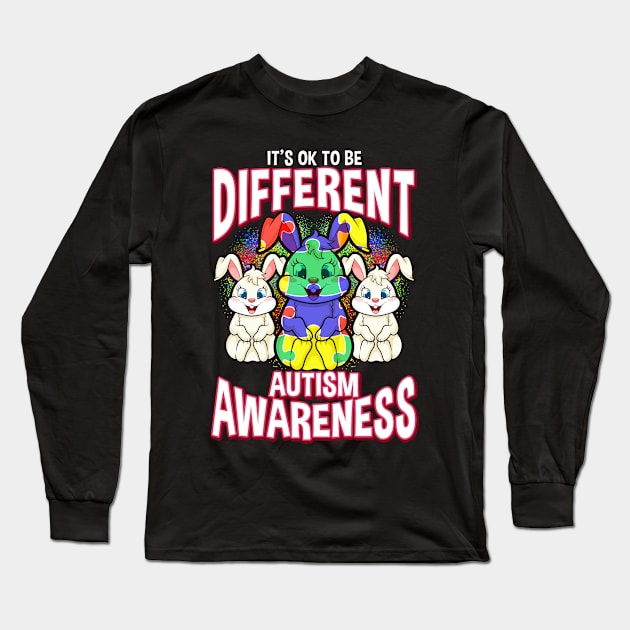 It's OK To Be Different Autism Awareness Bunnies Long Sleeve T-Shirt by theperfectpresents